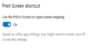 use the prtscn button to open screen snipping (print screen shortcut windows 10)