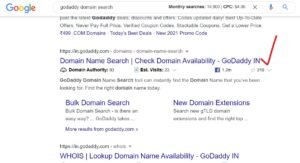2 अब Godaddy Domain Search की वेबसाइट पर क्लिक करें 