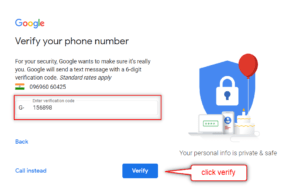  verify your phone number with google code 